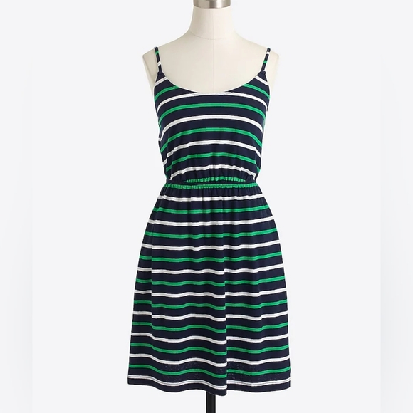 J. Crew Factory Dresses & Skirts - EUC J. Crew Navy & Green Striped Size XL Linen Blend Dress!